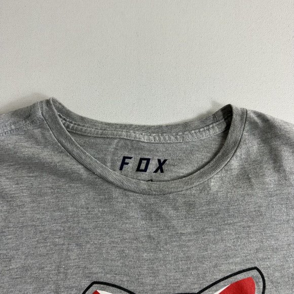 Fox Racing T Shirt Men Medium Gray Short Sleeve Graphic Logo Cotton Premium ￼Fit - Picture 5 of 9